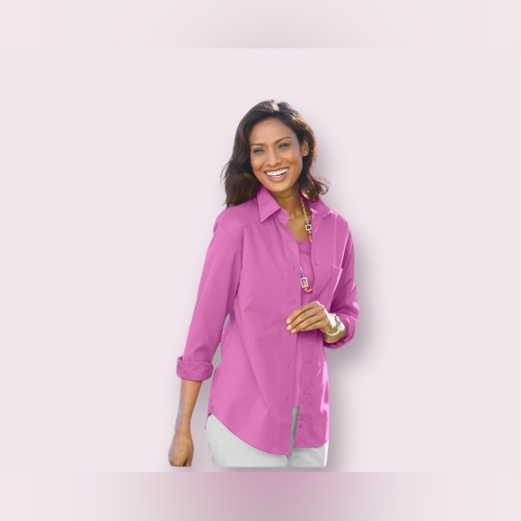 Foxcroft® Non-iron Classic Fit Solid Shirt Size 10 P - Picture 2 of 4